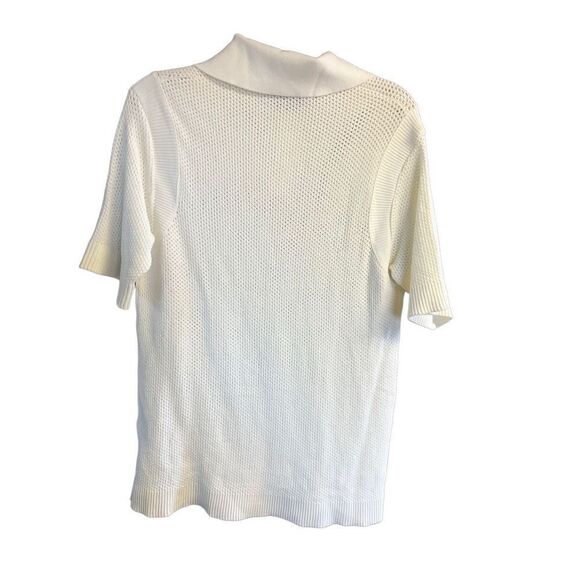 ANDREADAMO Womans Fish Net Polo Knit Sz S Ivory NWT - Picture 2 of 7